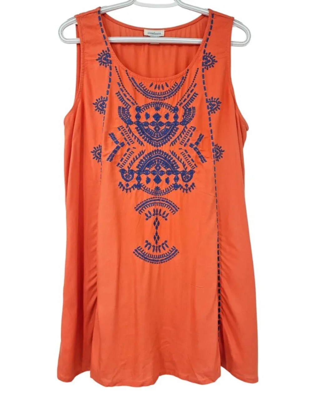 Sundance Mosaic Embroidered Tank Top Orange & Blue Women's Size M Hippie Summer